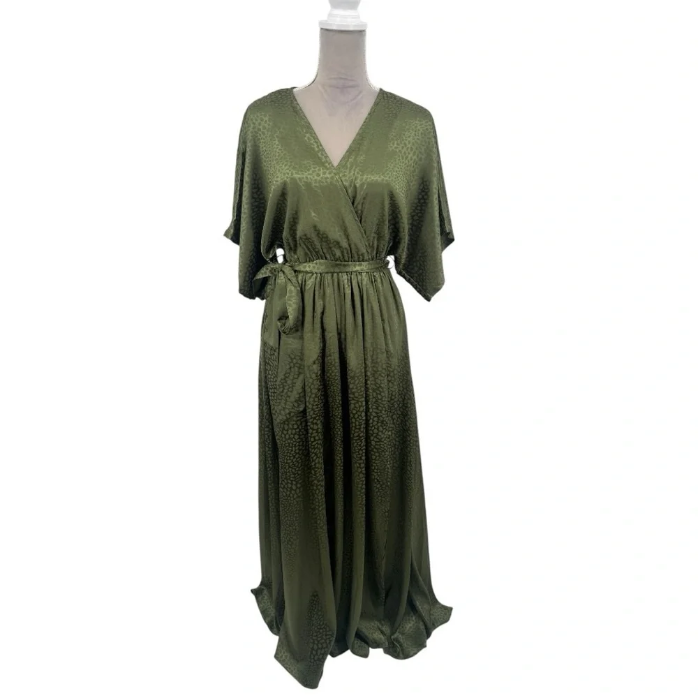 Baltic Born Savannah Print Kimono Maxi Dress Olive Green Size XS - Picture 6 of 13